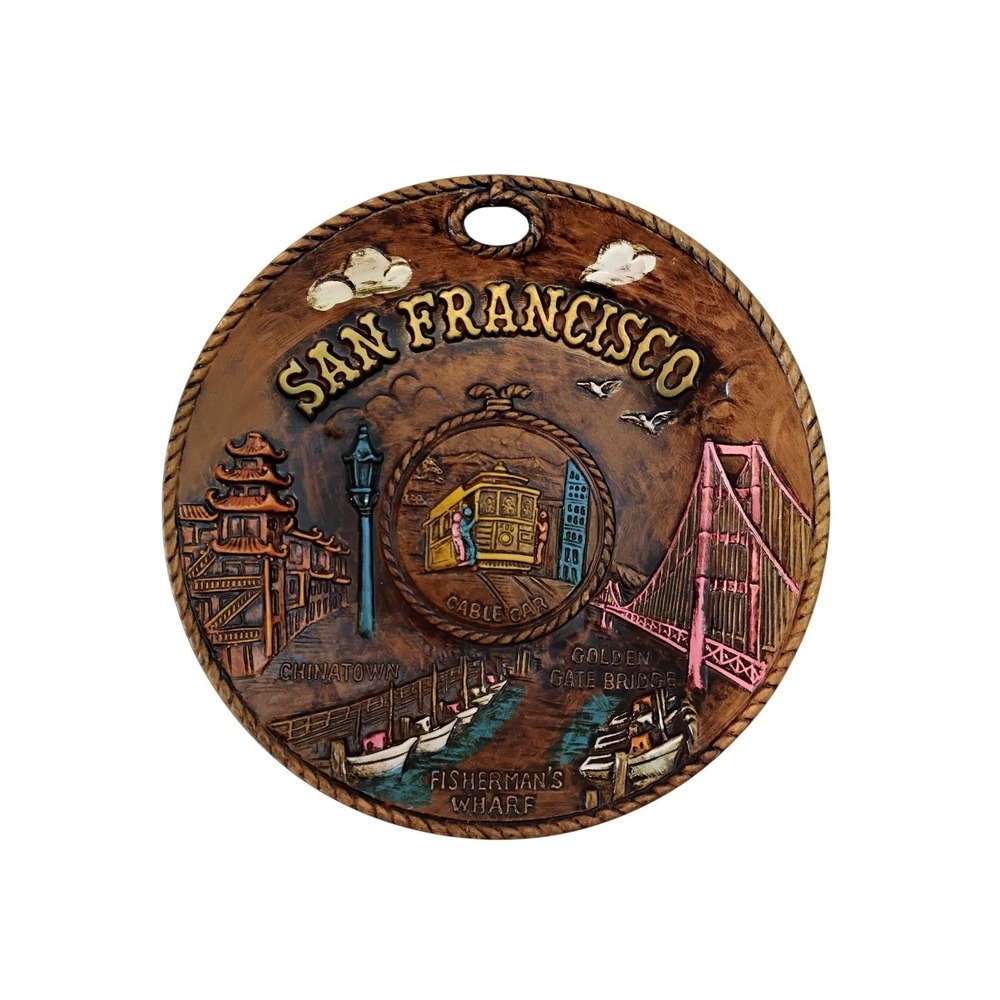 Vintage San Francisco 3D Relief Wall Plaque Souvenir Made in Japan‎ 8 Inch